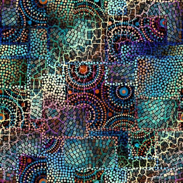 Fototapeta Seamless background pattern. Crackling grunge vintage surface. Vector image.