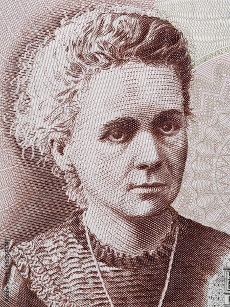 Obraz Marie Curie portrait Poland 20 Zlotych banknote close up macro. Famous scientist (chemistry and physics), pioneer in research of radioactivity, Nobel Prize winner.