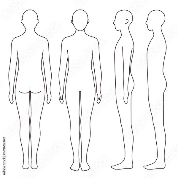 Obraz 体のシルエット　前後　側面　姿勢
