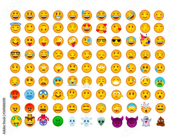 Obraz Vector all emojis set. Funny network emoticon set