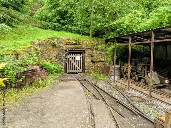 Fototapeta old abandoned railway into the mine