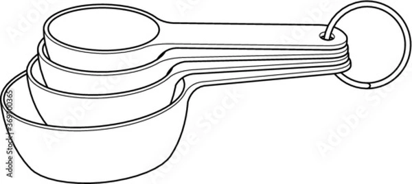 Fototapeta A vector line art illustration of a set of five measuring cups