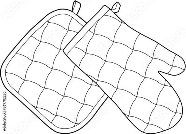 Obraz Ilustracja wektorowa sztuki linii zestawu 2 garnków w starym stylu