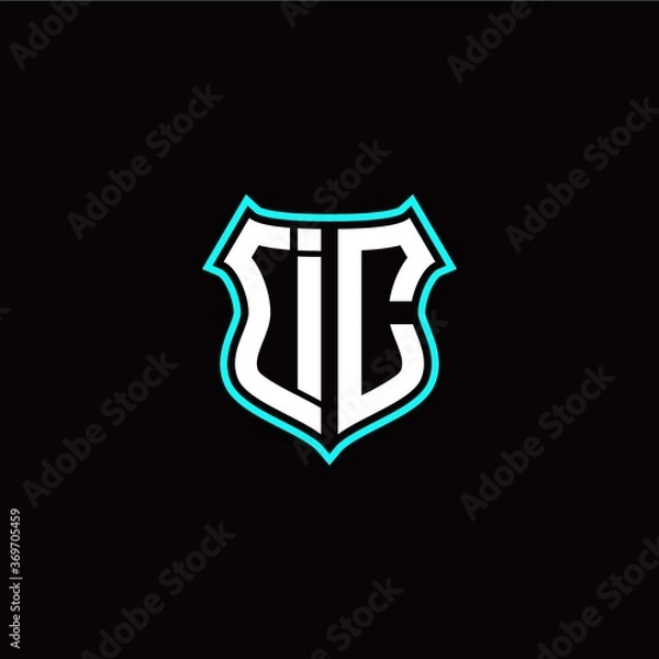 Fototapeta I C initials monogram logo shield designs modern