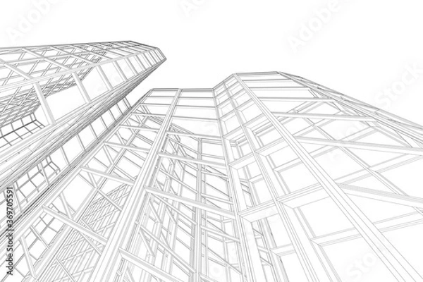 Obraz Abstract architectural background. Linear 3D illustration. Concept sketch