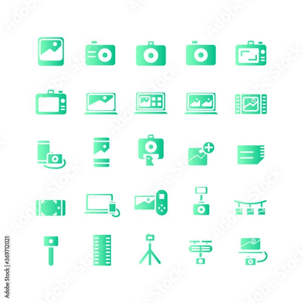 Obraz Photography icon set vector gradient for website, mobile app, presentation, social media. Suitable for user interface and user experience