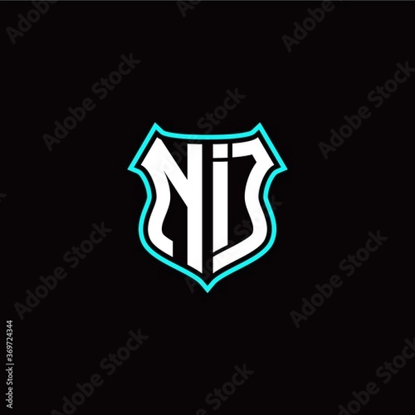 Fototapeta N I initials monogram logo shield designs modern
