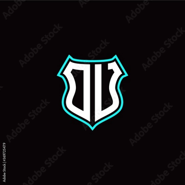 Fototapeta O U initials monogram logo shield designs modern