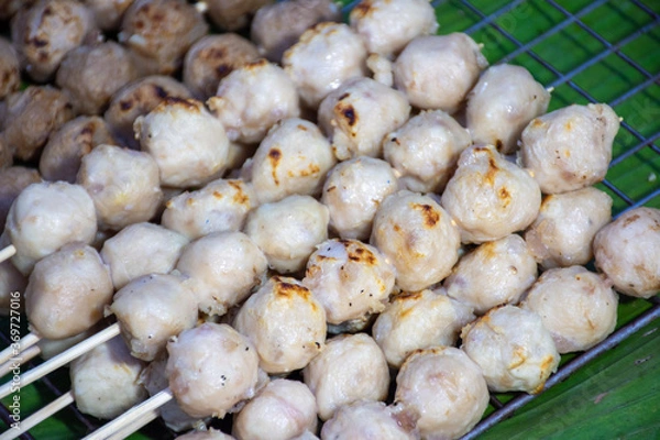 Fototapeta grilled chicken on the grill