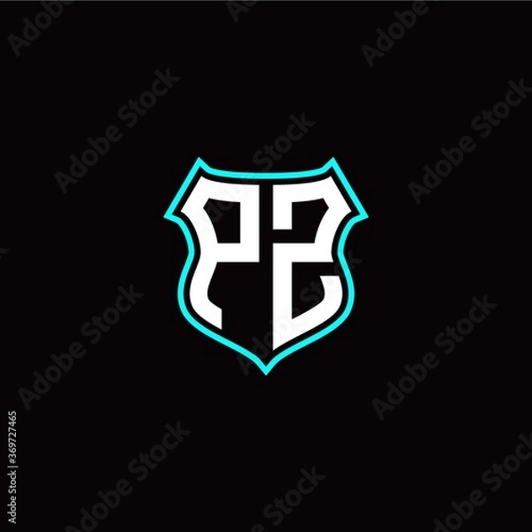 Fototapeta P Z initials monogram logo shield designs modern