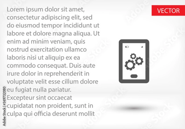 Fototapeta Phone icon with settings . Lorem Ipsum Flat Design