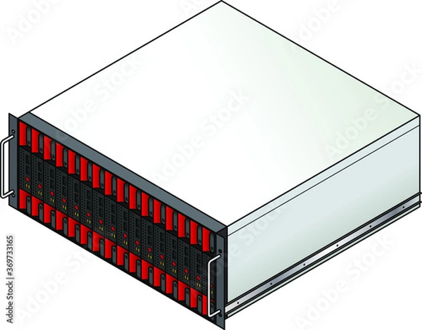 Obraz Rack-mount server component: a 4u blade server enclosure with 16 blades installed.