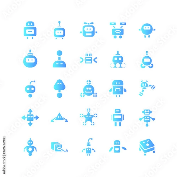 Fototapeta Robotic icon set vector gradient for website, mobile app, presentation, social media. Suitable for user interface and user experience.