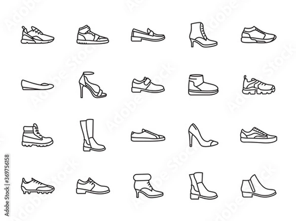 Obraz minimal line shoes icon set