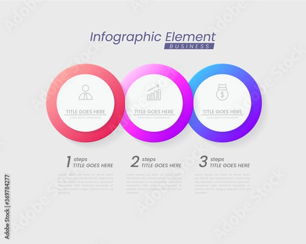 Fototapeta Infographic template with steps for success. presentation with line icons, organization element chart process template with editable text. options for brochure, diagram, workflow, timeline, web design