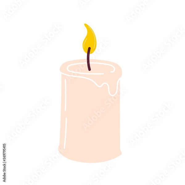 Fototapeta Burning aromatic candle for aromatherapy and interior decoration, isolated on a white background. Element for the design