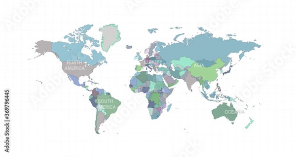 Fototapeta Isolated Continental Vector World Map.