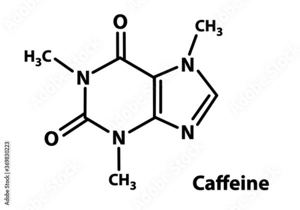 Obraz Caffeine, the chemical formula of the molecular structure for the stimulant and best part of coffee