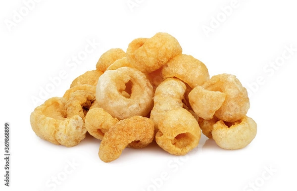 Obraz Pork snack, pork rind, pork scratching, pork crackling isolated on white background.