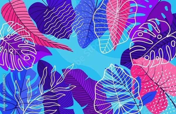Obraz Tropical seamless leaves pattern. Vector illustration