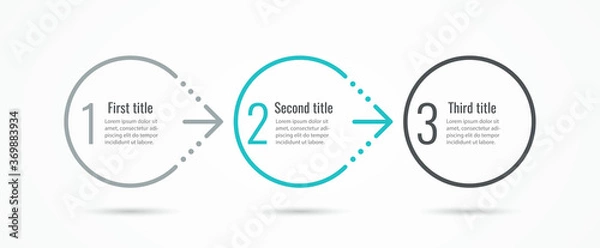 Fototapeta Vector Infographic design template with 3 options or steps. Can be used for process diagram, presentations, workflow layout, banner, flow chart, info graph.