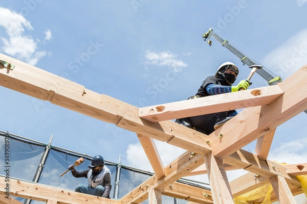 Fototapeta 棟上げ