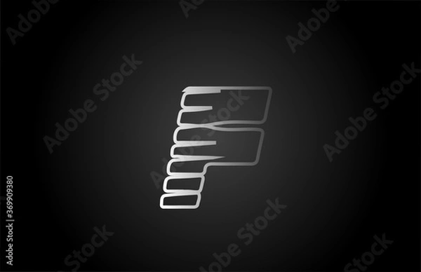 Fototapeta F white line alphabet letter logo icon. Simple line design for business and company