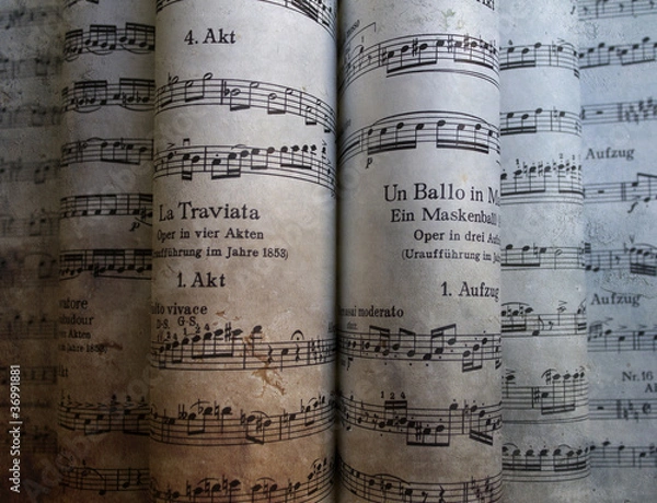 Fototapeta Musical score with texture grunge