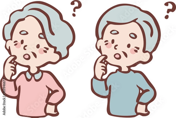 Fototapeta 疑問 おじいさんとおばあさん