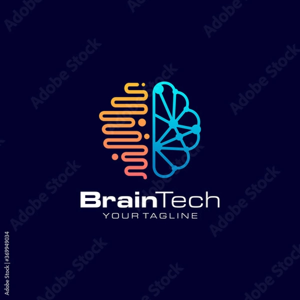 Obraz Brain Tech Logo Design Vector Template