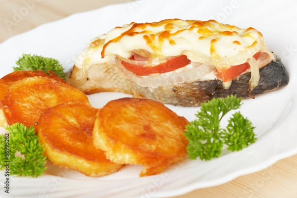 Obraz Salmon baked with potatoes