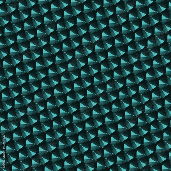 Fototapeta Vibrant abstract stepped pattern. Bright green blue, turquoise color illustration. Futuristic irregular shapes with shadow. Seamless background. Diagonal random ornament for story, banner, wallpaper