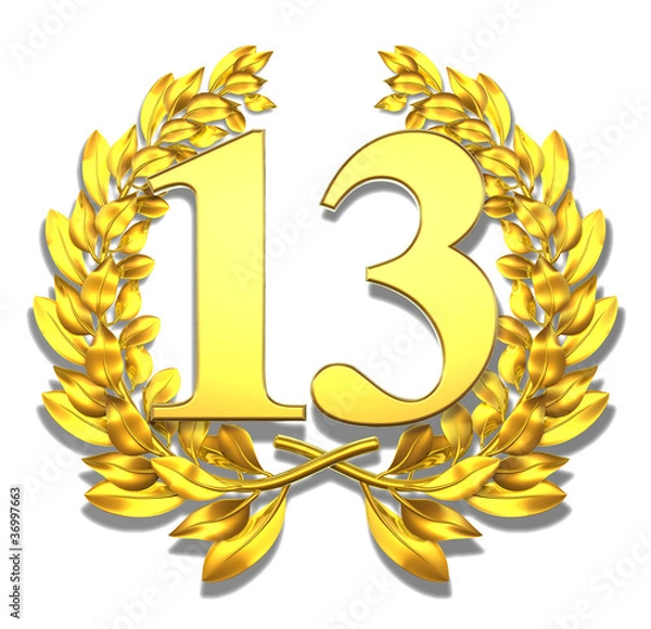 Fototapeta 13 thirdteen number laurel wreath