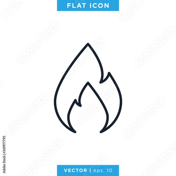 Fototapeta Fire Flame Icon Vector Design Template. Editable stroke.