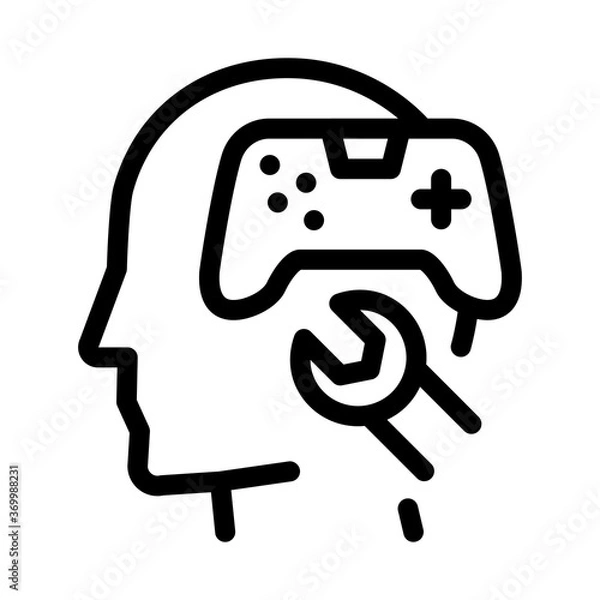 Fototapeta game joystick repair icon vector. game joystick repair sign. isolated contour symbol illustration