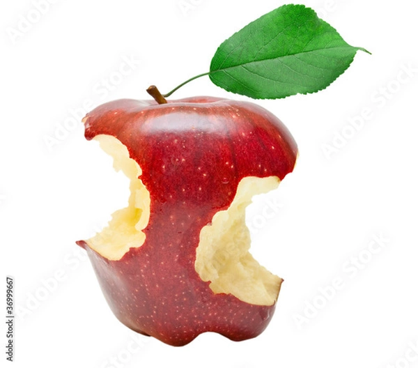 Fototapeta Bitten red apple isolated on white background