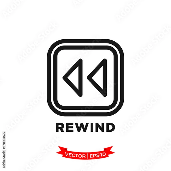 Fototapeta media control vector icon in trendy flat design, rewind icon 
