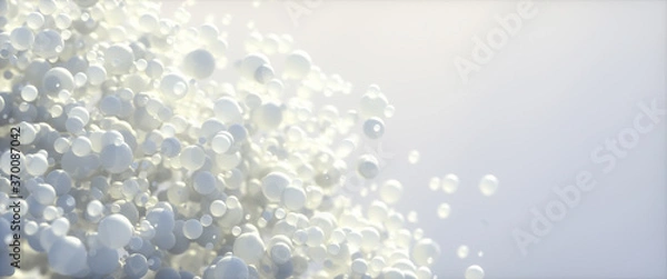 Fototapeta Abstract background of 3d spheres. Modern plastic pastel bubbles. Concept of science physics nano rendering glossy balls