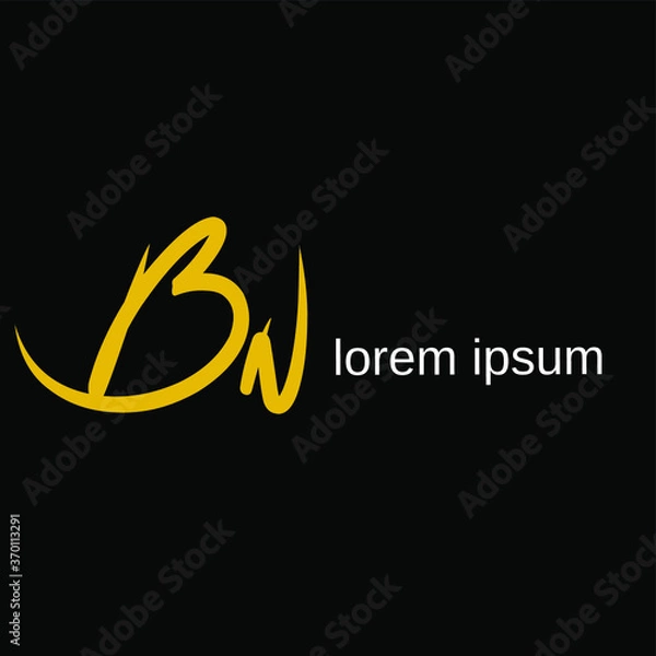 Fototapeta bn initial letter handwriting and signature logo
