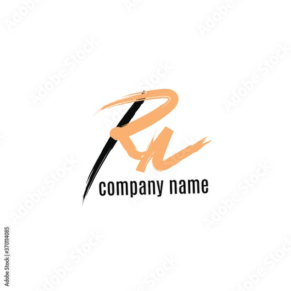 Fototapeta Rn initial letter handwriting and signature logo