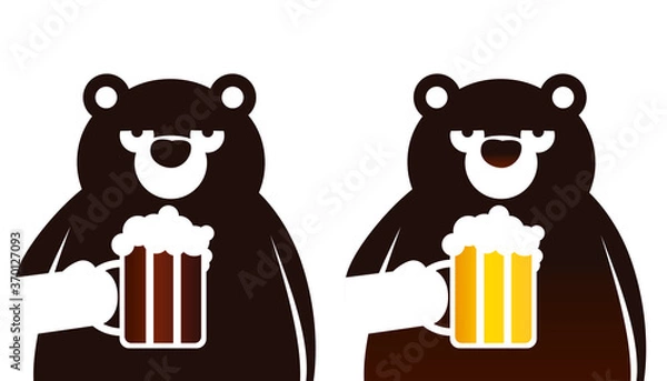 Obraz Bear drinking light or dark bear logo bar