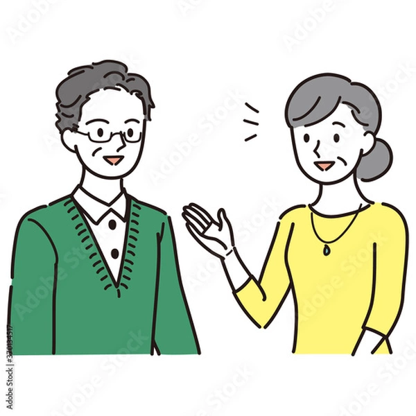 Fototapeta 対話するシニア女性と男性