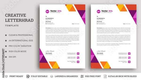 Fototapeta Letterhead Design Template with Colorful Elements