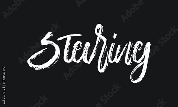 Fototapeta Staring Chalk white text lettering retro typography and Calligraphy phrase isolated on the Black background