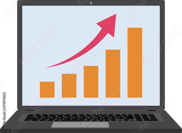 Fototapeta ノートパソコン 画面 グラフ アップ