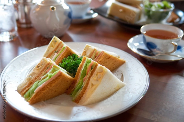 Obraz アフタヌーンティーとサンドイッチ