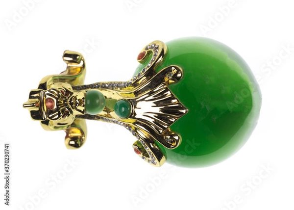 Fototapeta vintage gold element,green glass ball in gold