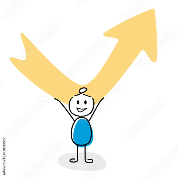 Fototapeta Comic Style steigende Kurve als Vektor Grafik mit Strichmännchen aus verschiedene Bereichen. Verwendbar für Präsentationen, Graphiken, Poster oder Logos. 