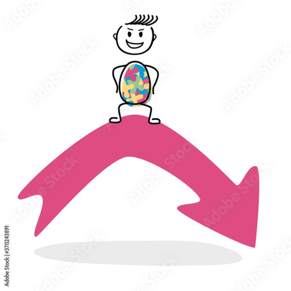 Fototapeta Comic Style fallende Kurve als Vektor Grafik mit Strichmännchen aus verschiedene Bereichen. Verwendbar für Präsentationen, Graphiken, Poster oder Logos. 