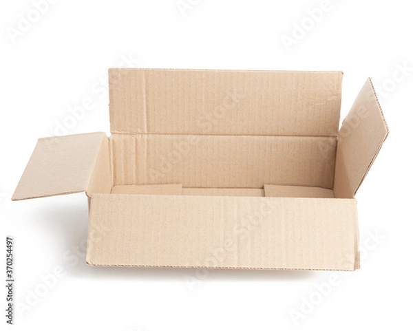 Fototapeta open empty brown rectangular cardboard box for transporting goods